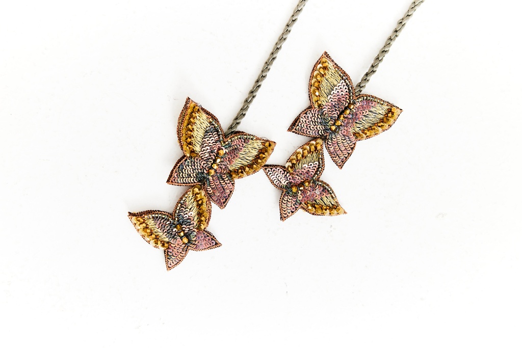 A17 Green Gold Butterfly Abaya