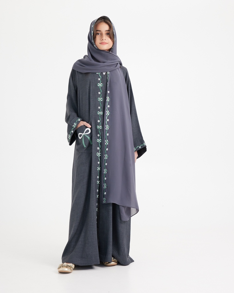 A16 Green Bows Abaya