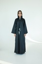 A17 Black Silver Butterfly Abaya